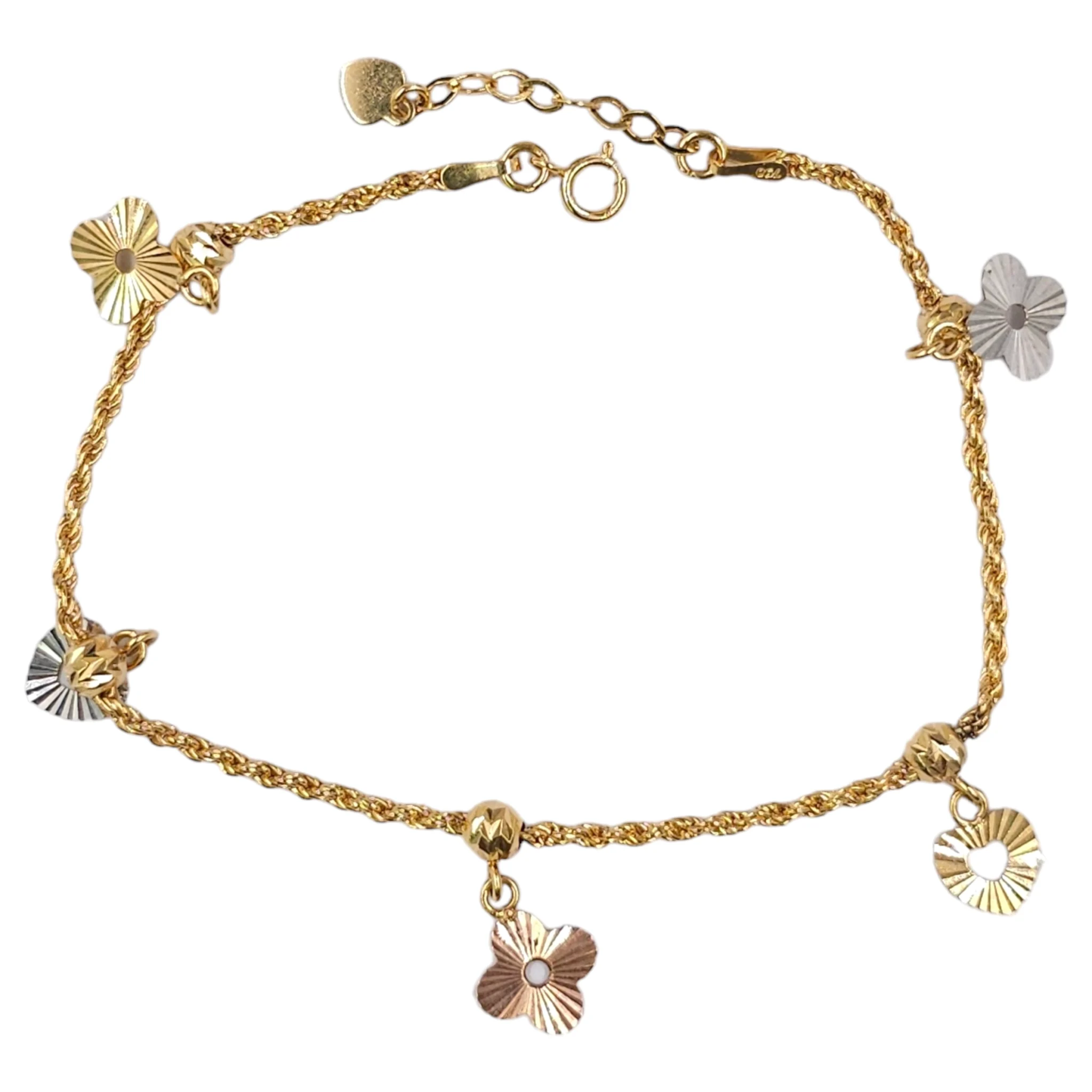 Flower Heart Charm Bracelet