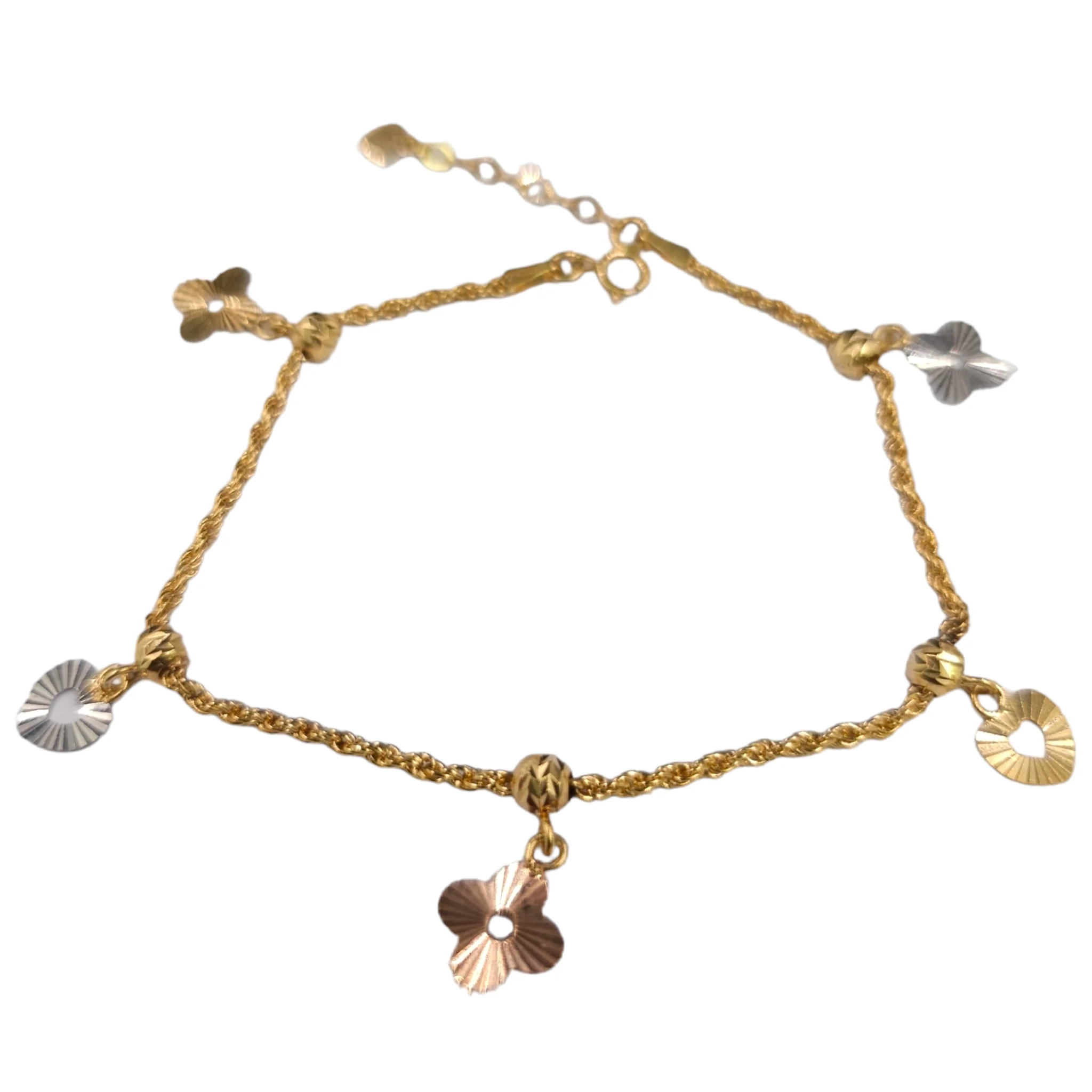 Flower Heart Charm Bracelet