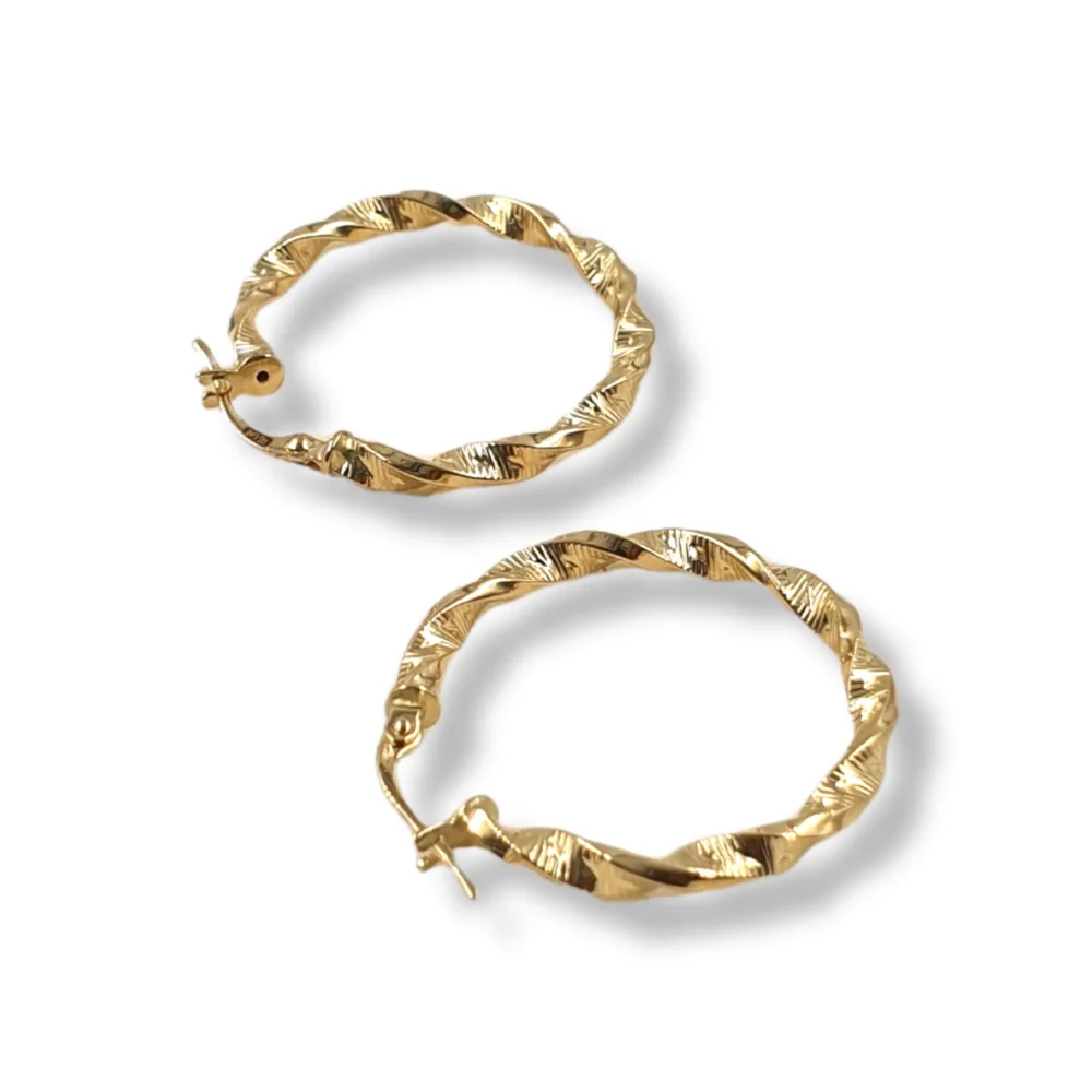 Twist Round Diamond Cut Earrings - Image 2