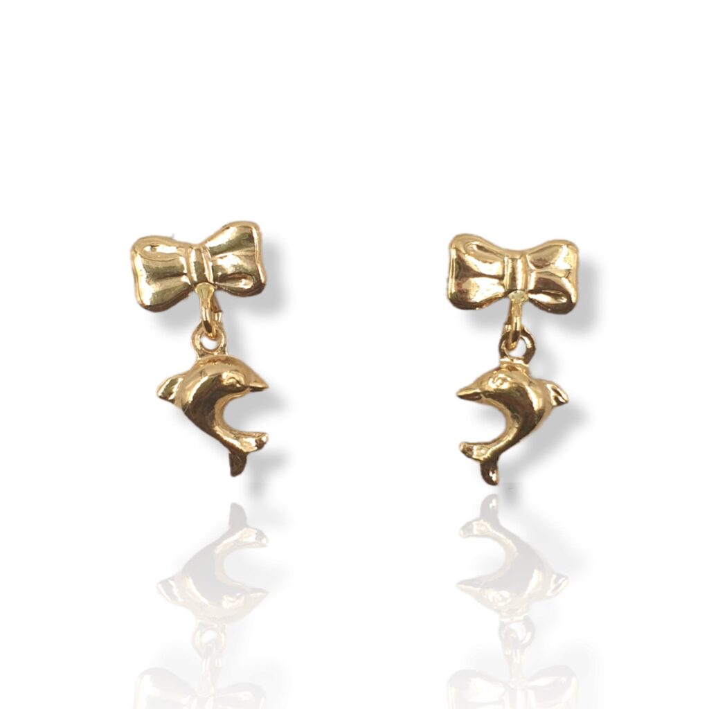 Bow Dolphin Drop Earrings