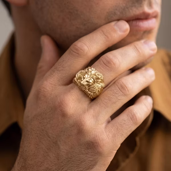 Mens Lion Head Ring