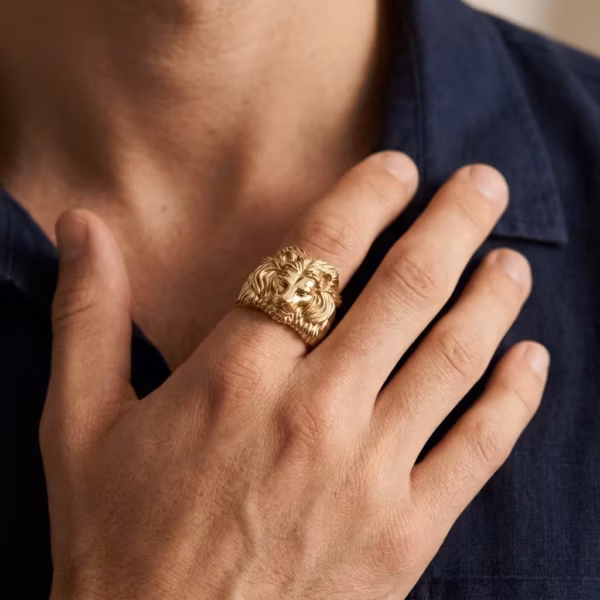 Mens Lion Head Ring