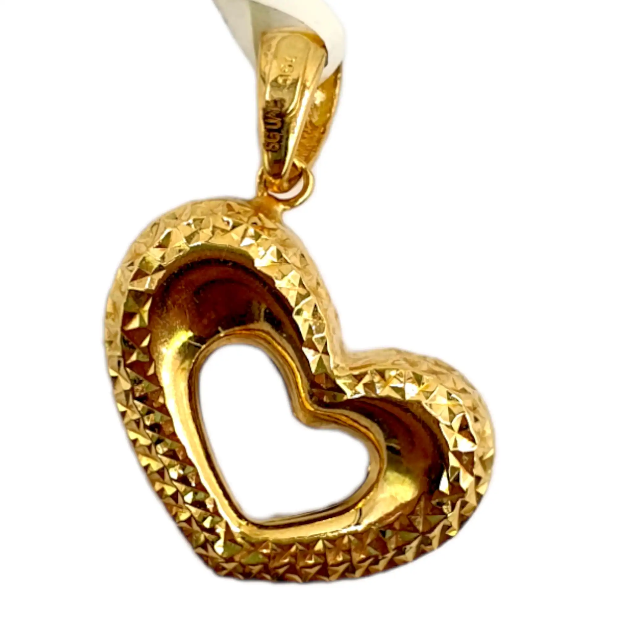 Diamond Cut Heart Charm