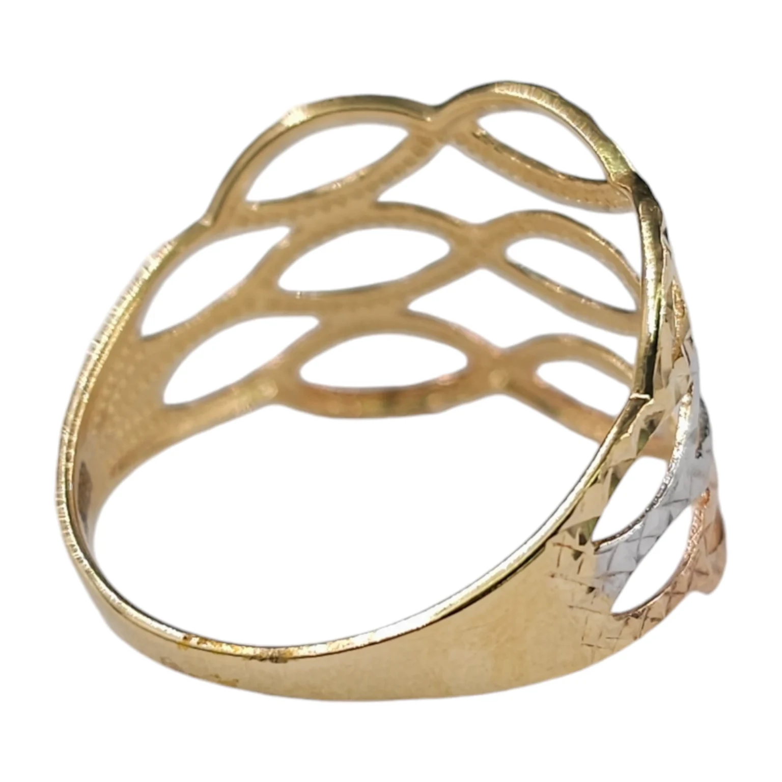 Three Tone Diamond Cut Ring