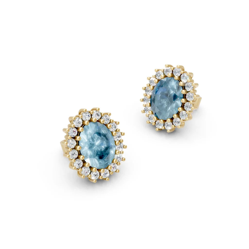 Aquamarine Cluster Earrings