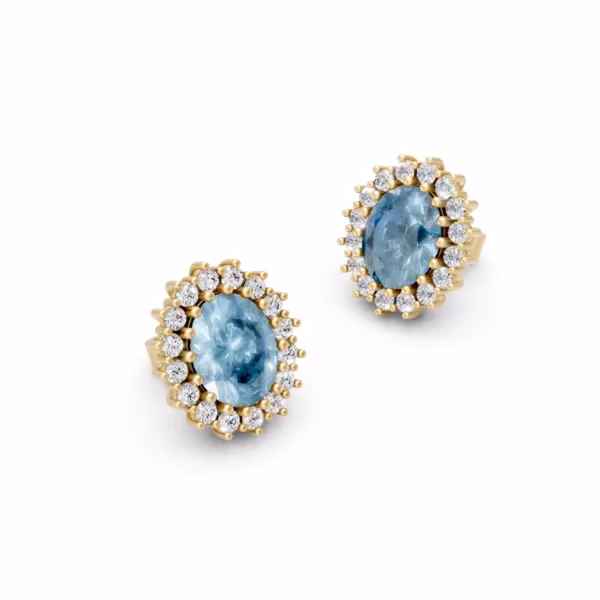 Aquamarine Cluster Earrings