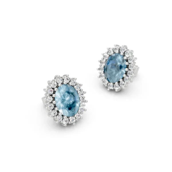 Aquamarine Cluster Earrings