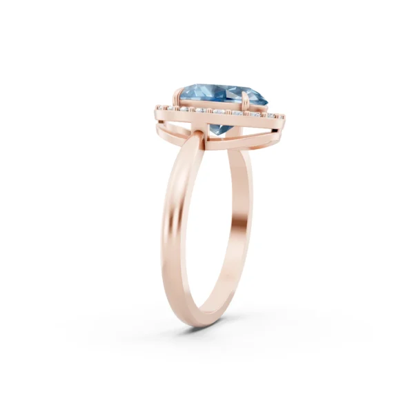 Aquamarine Halo Engagement Ring