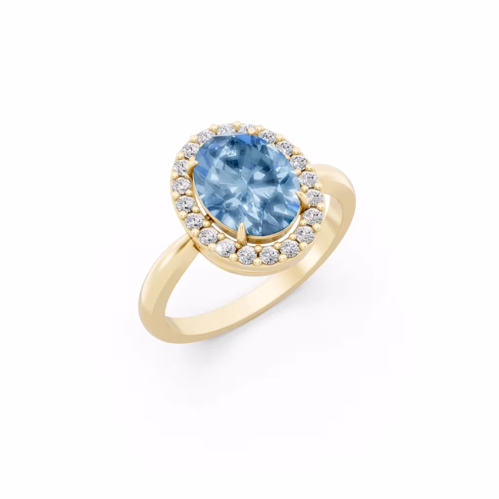 Aquamarine Halo Engagement Ring