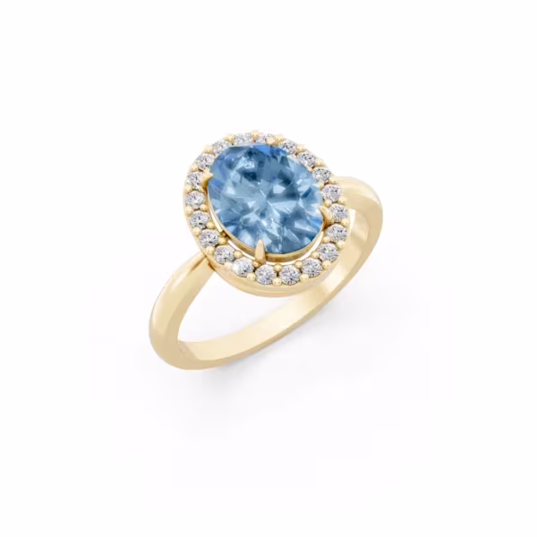 Aquamarine Halo Engagement Ring