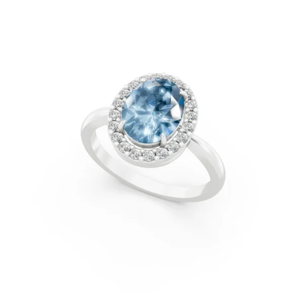Aquamarine Halo Engagement Ring