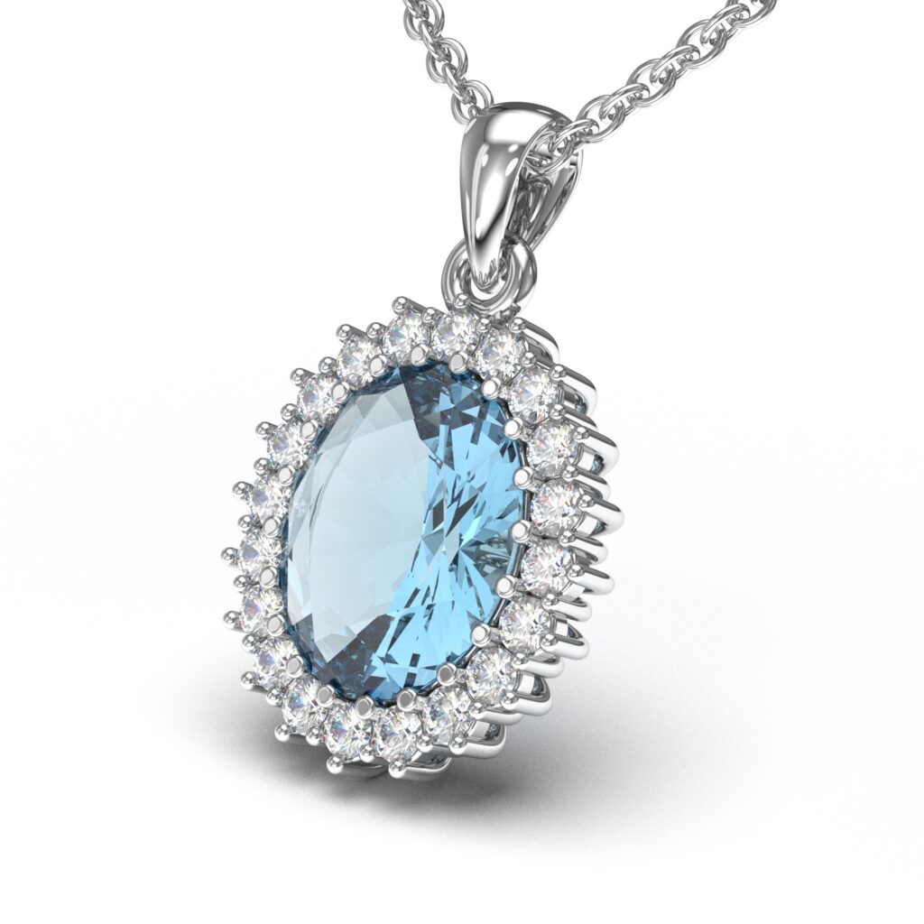 Aquamarine Diamond Charm