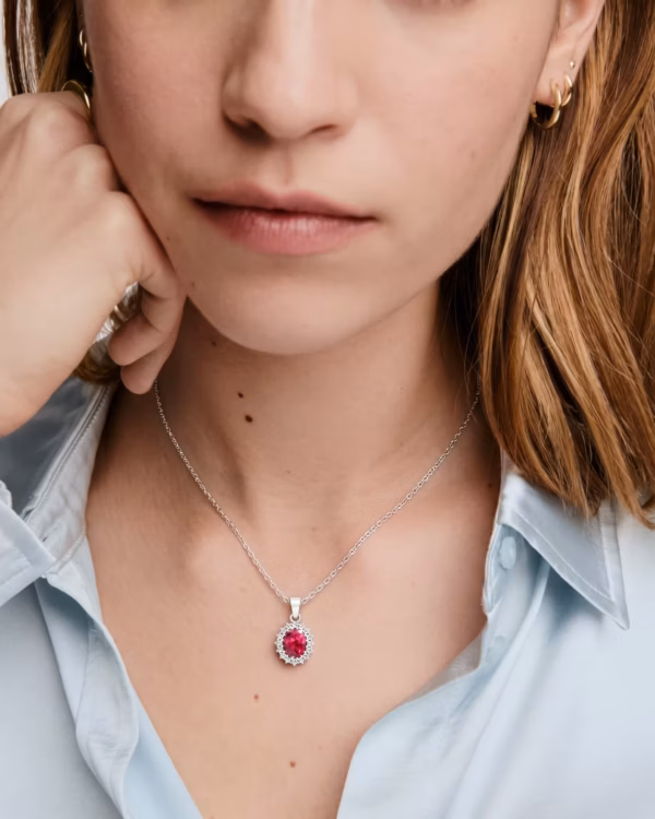 Red Ruby Halo Pendant