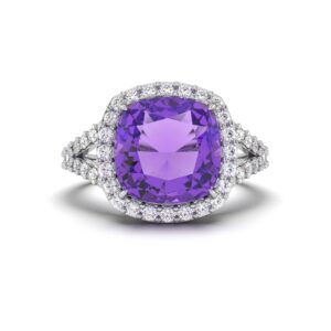 Amethyst Diamond Ring