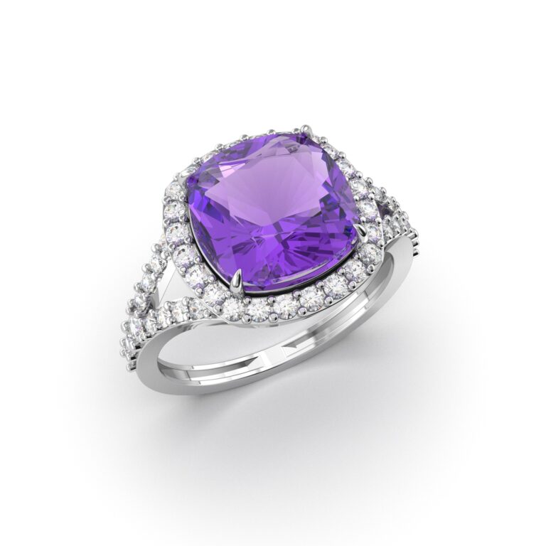 Amethyst Diamond Ring