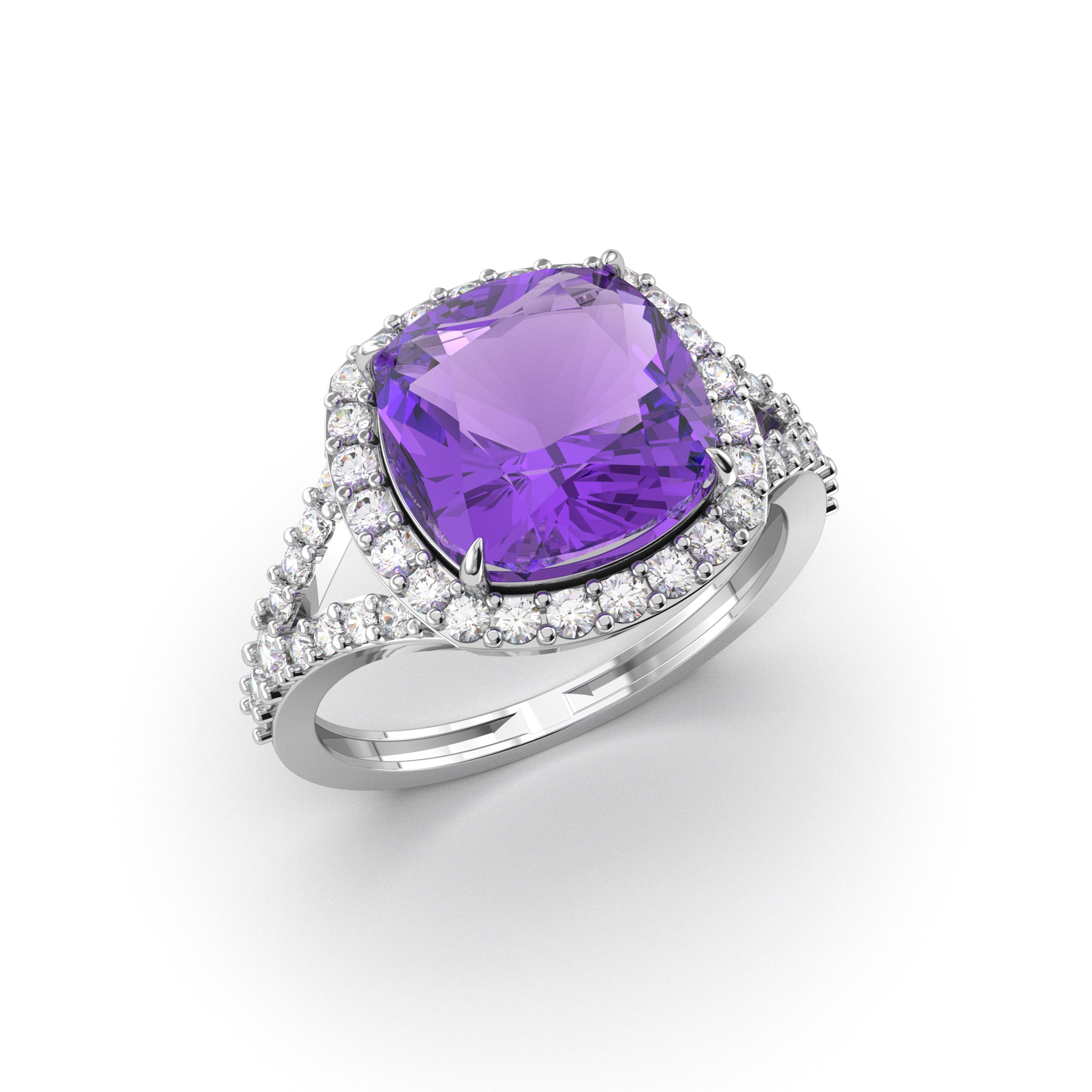Amethyst Diamond Ring