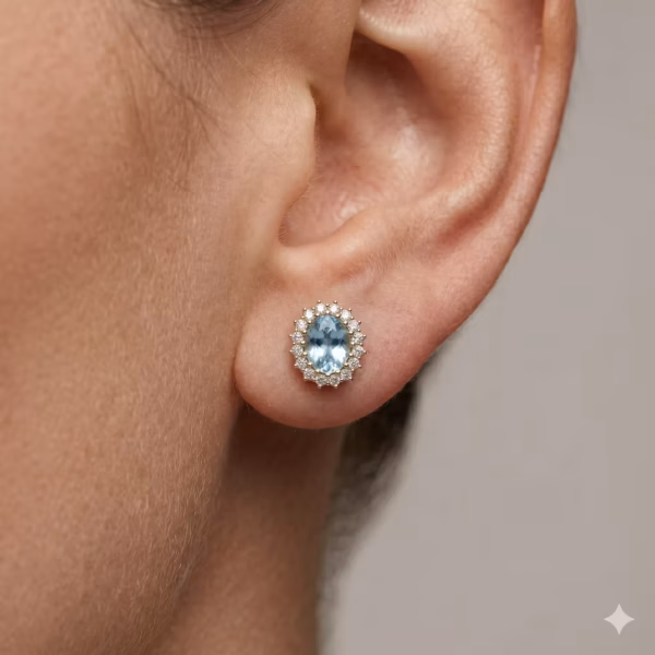 Aquamarine Cluster Earrings