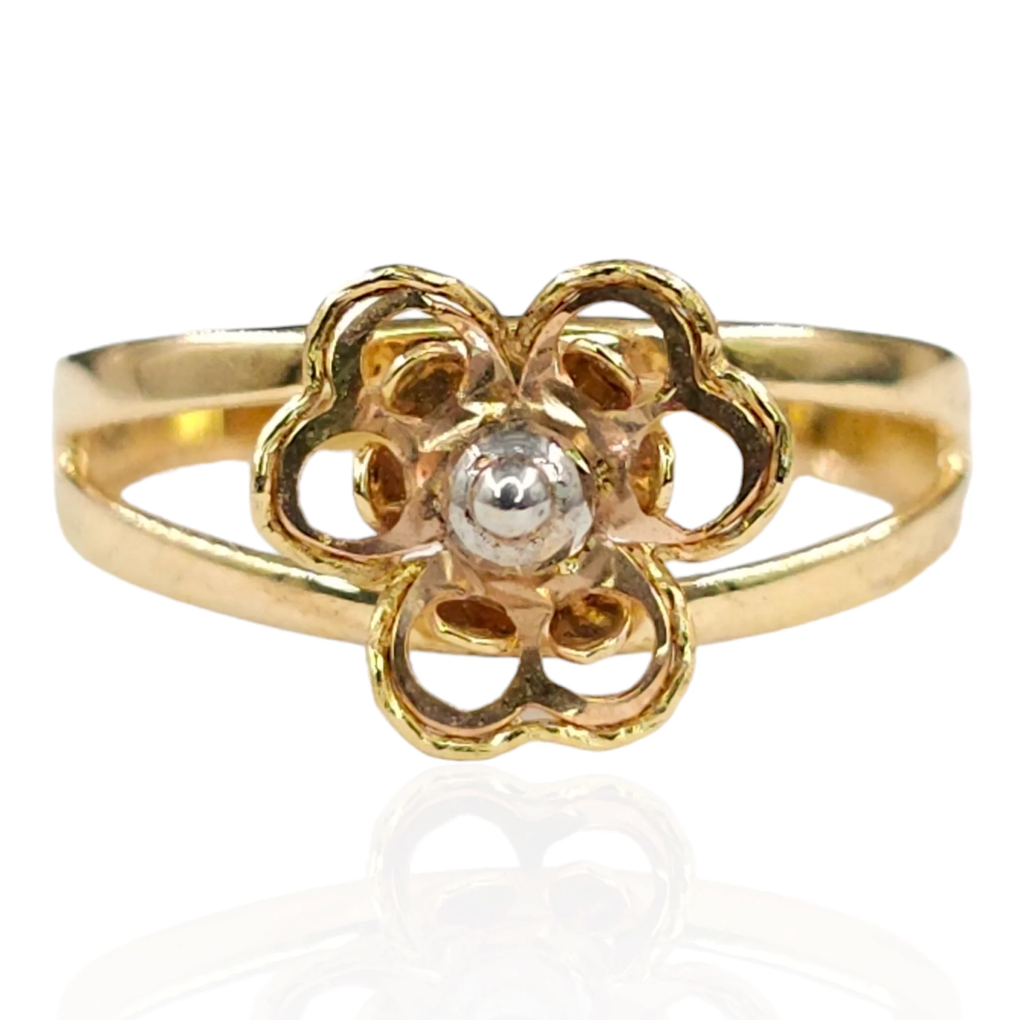 3 Tone Fancy Flower Ring