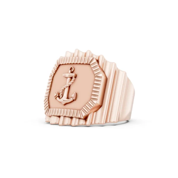 Mens Anchor Signet Ring