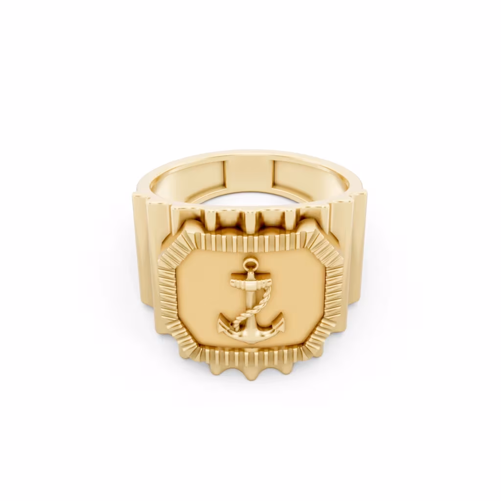 Mens Anchor Signet Ring