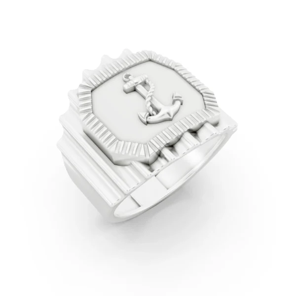 Mens Anchor Signet Ring