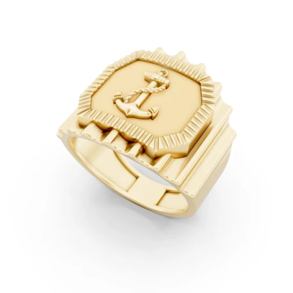 Mens Anchor Signet Ring