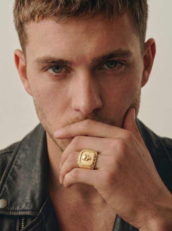 Mens Skull Signet Ring