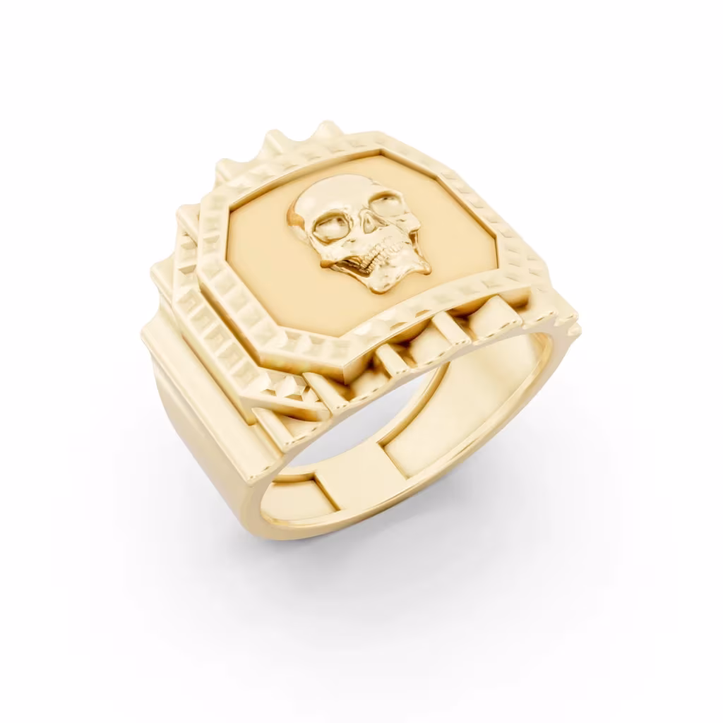 Mens Skull Signet Ring