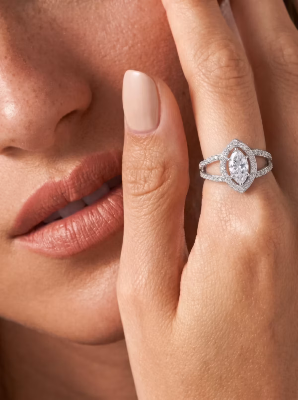 White Marquise Engagement Ring