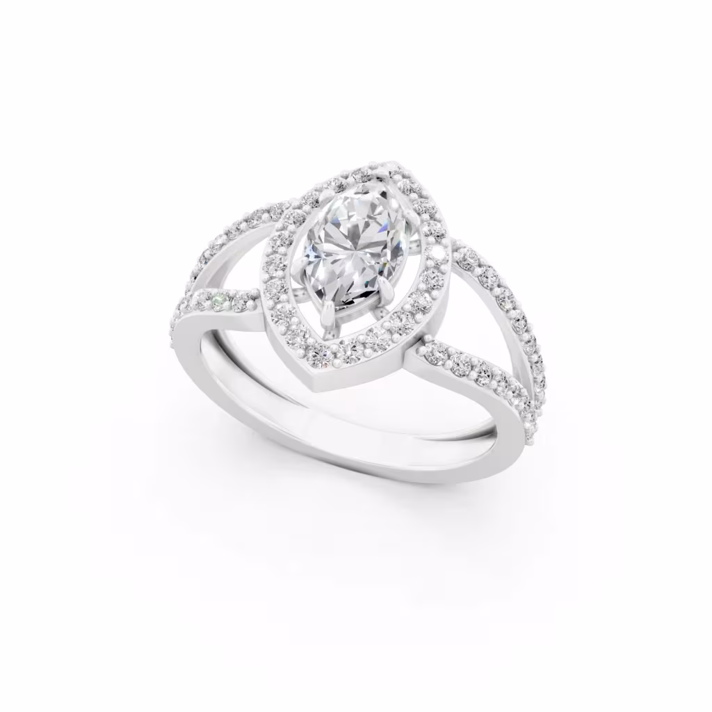 White Marquise Engagement Ring