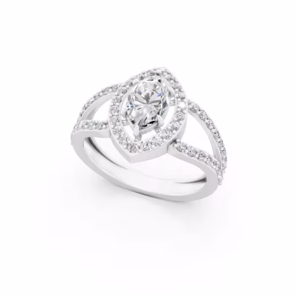 White Marquise Engagement Ring