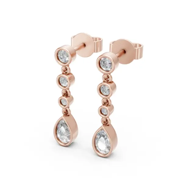 Bezel Diamond Drop Earrings in rose gold