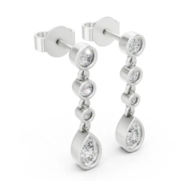 Bezel Diamond Drop Earrings in white gold