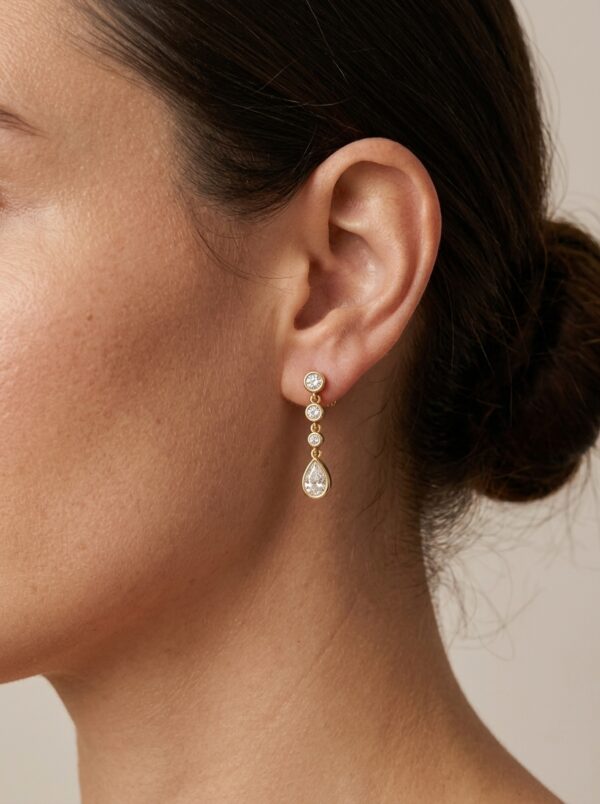 Bezel Diamond Drop Earrings