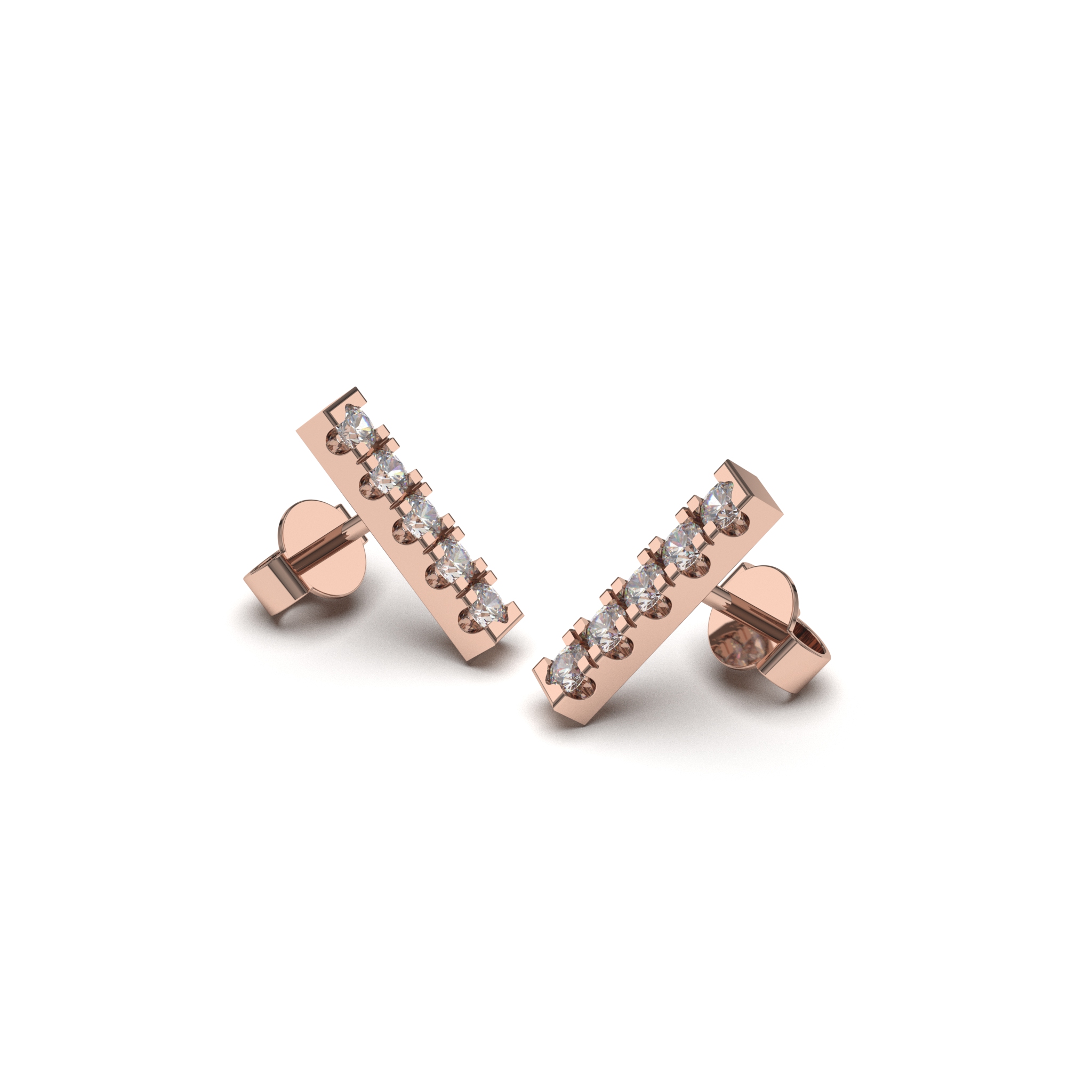 Pave Bar Diamond Earring