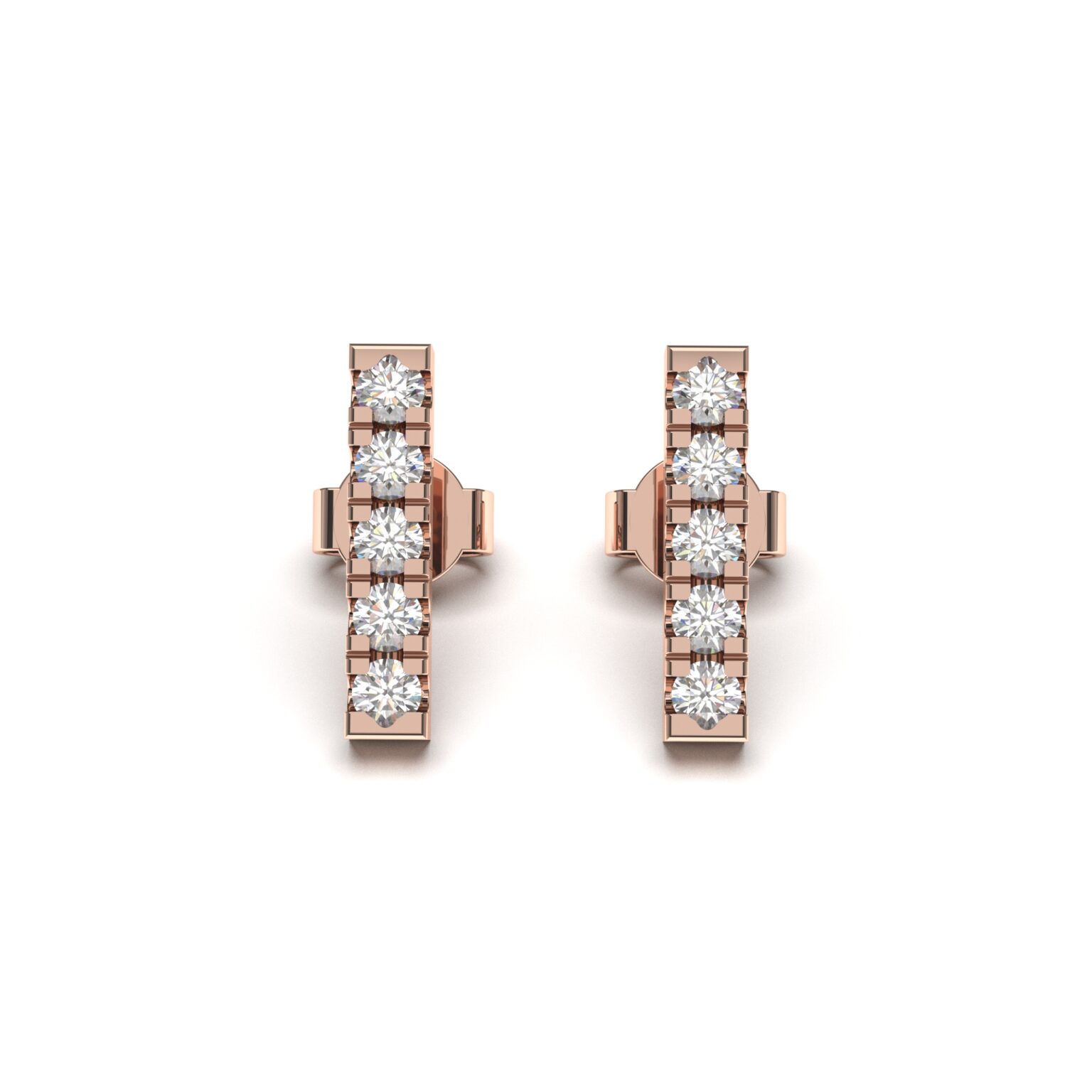 Pave Bar Diamond Earring