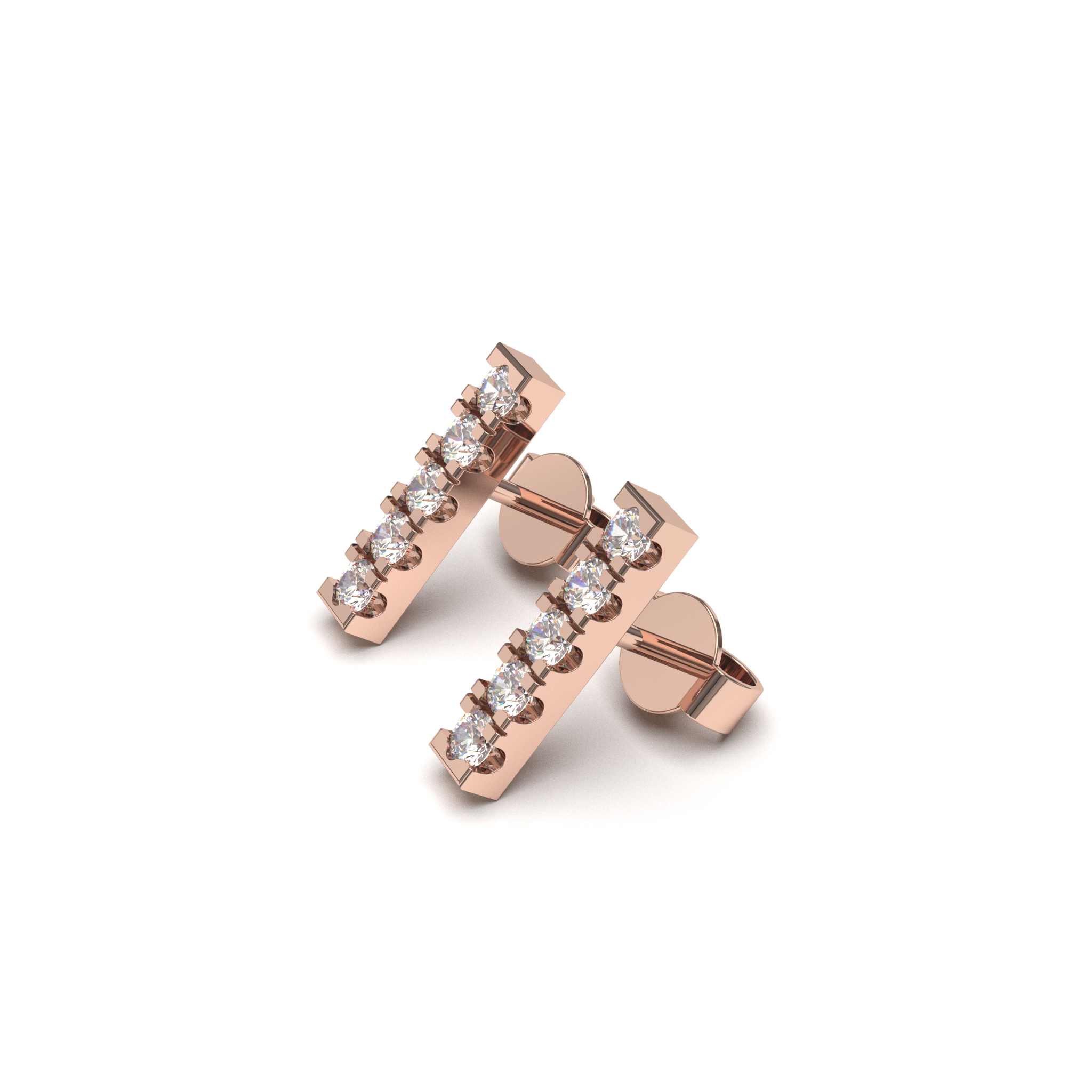 Pave Bar Diamond Earring