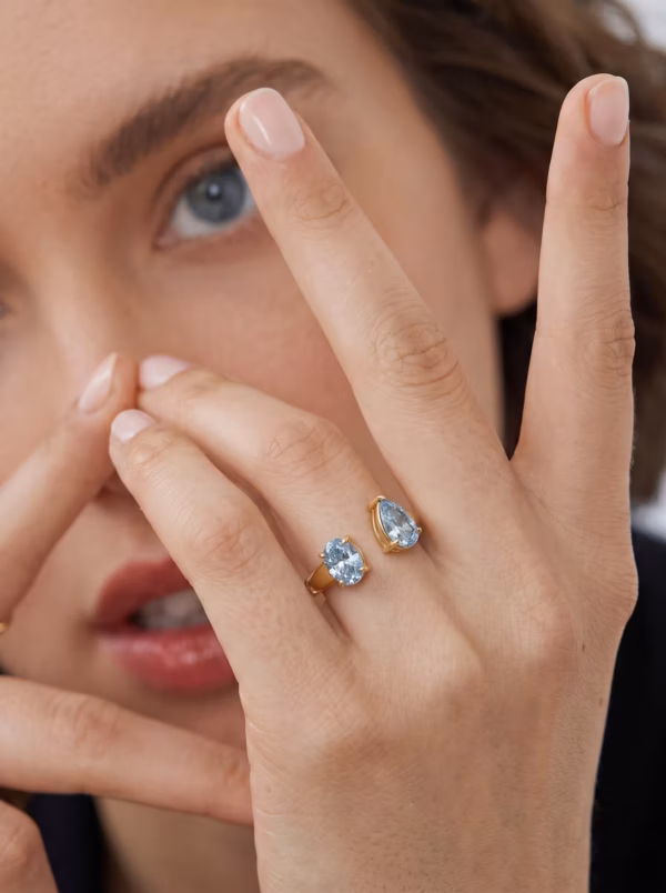 Aquamarine Bypass Ring