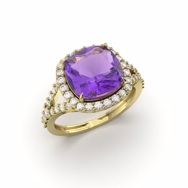 Amethyst Diamond Ring
