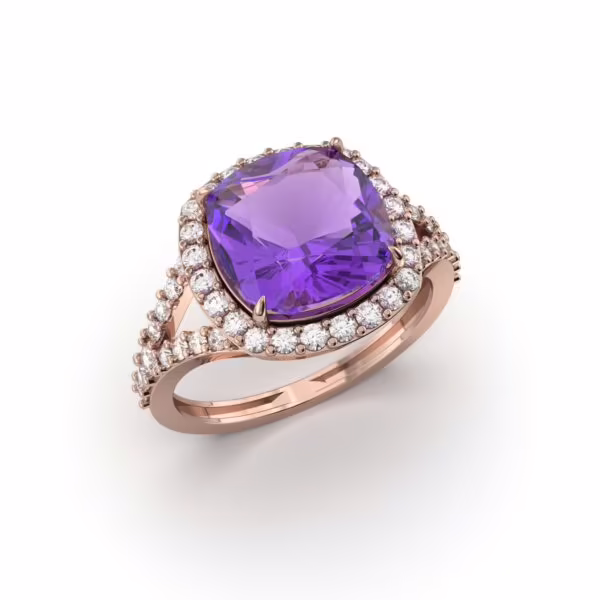 Amethyst Diamond Ring