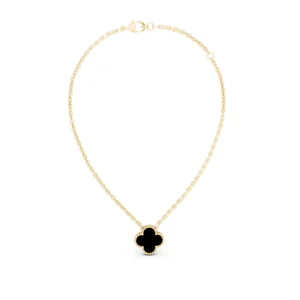 Black Onyx Necklace in 18k yellow gold, full view