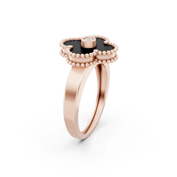 Black Onyx Clover Ring