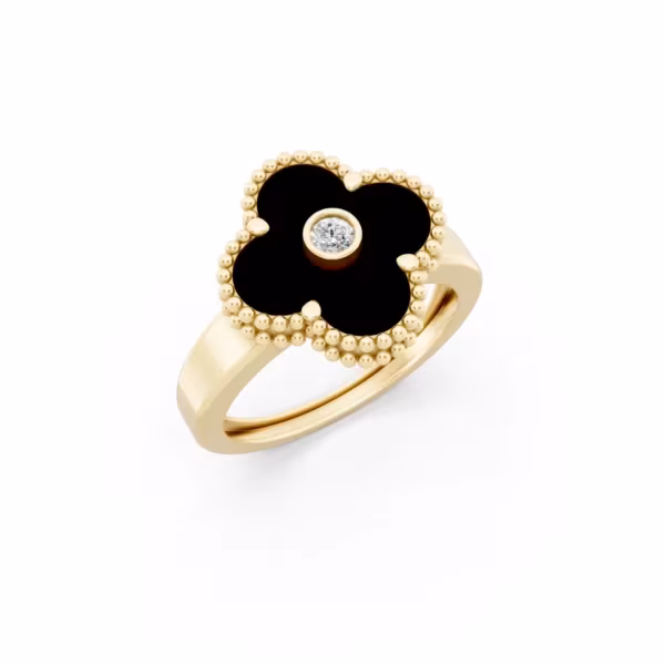 Black Onyx Clover Ring