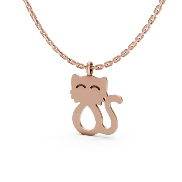 Kitty Selfie Gold Pendant in rose gold