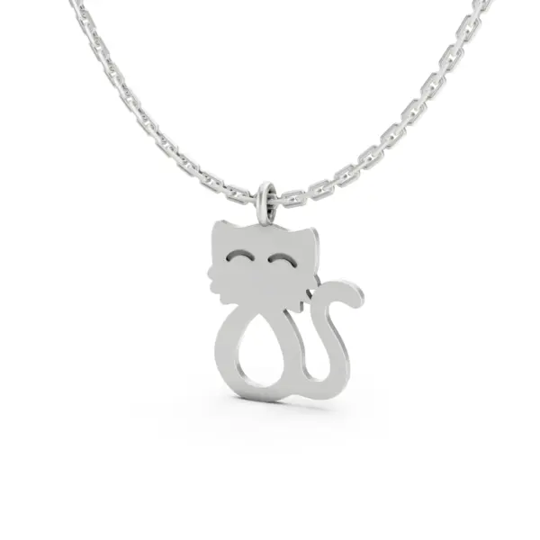 Kitty Selfie Gold Pendant in white gold