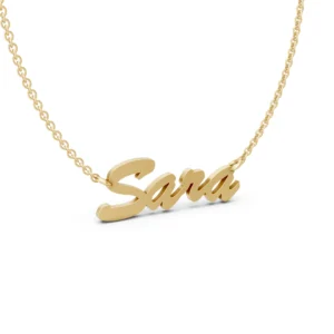 Personalized Name Necklace in 18k yellow gold spelling a name in script