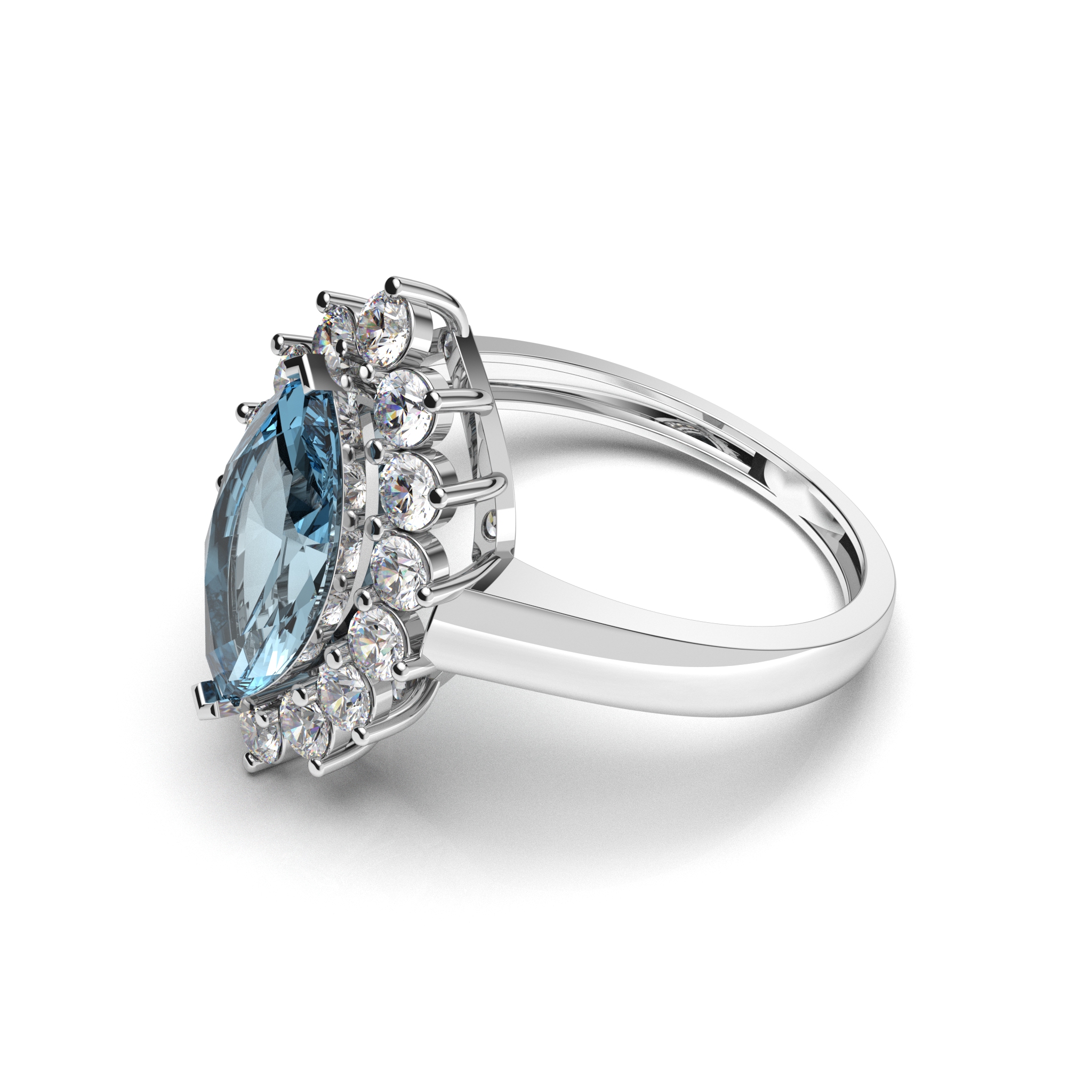 Aquamarine Halo Rings 3 Aquamarine Halo Rings