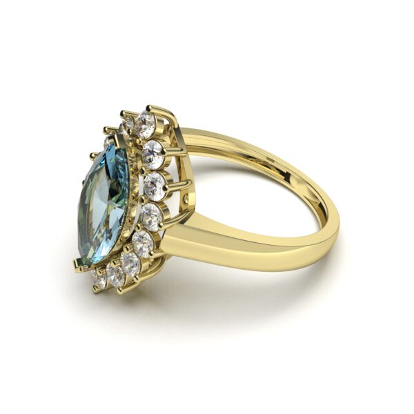 Aquamarine Halo Rings