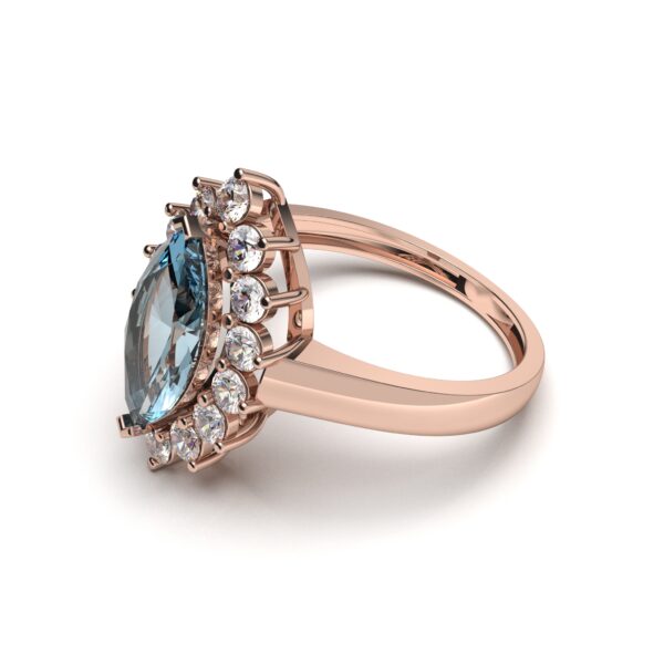 Aquamarine Halo Rings