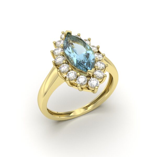 Aquamarine Halo Rings